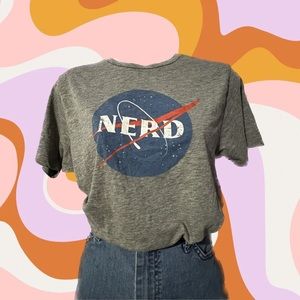 Busted Tees “nerd” gray NASA style t-shirt size medium